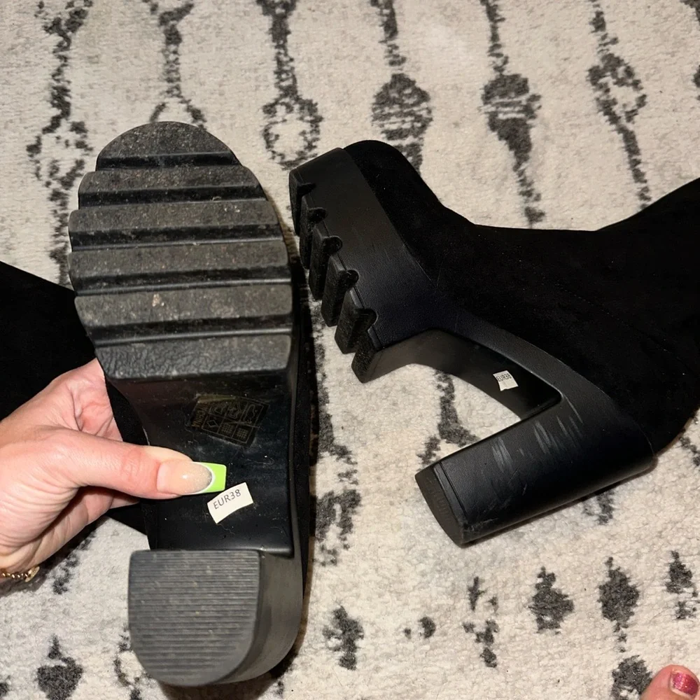 Black platform Knee-High Women's Boots 7.5 - Picture 3 of 3